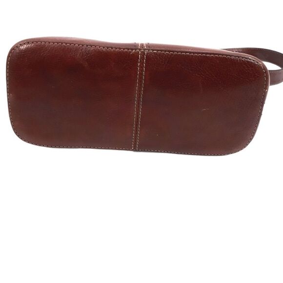 Vintage Fossil Hobo Shoulder Bag Leather Brown Silver‎ Logo Key Zipper Closure - Picture 5 of 13